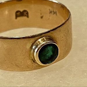 Antique 14k emerald “cigar” band ring size 8.5-9 JB Bowden and co. East. 1843
